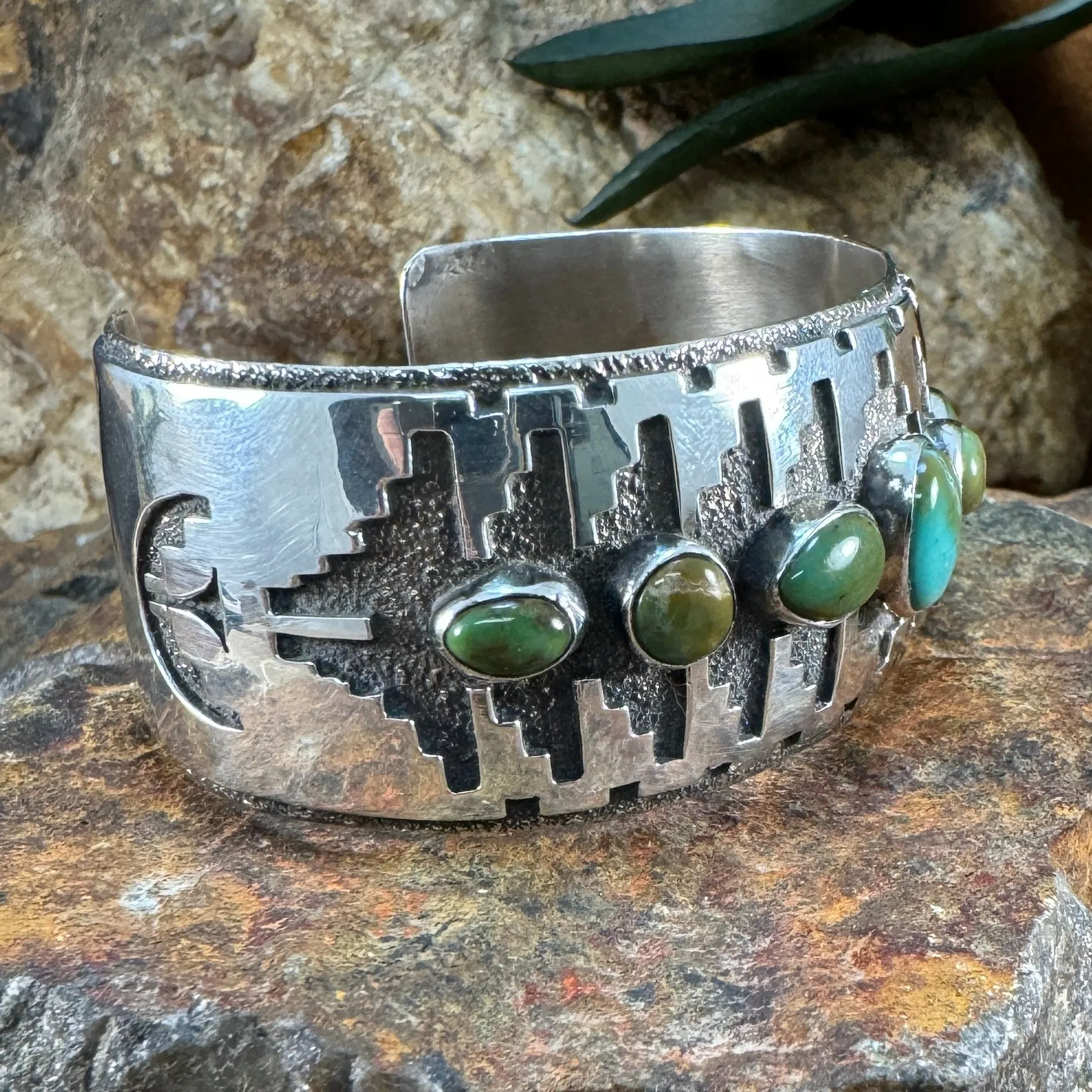 Turquoise Sterling Silver Cuff Bracelet by L Juan