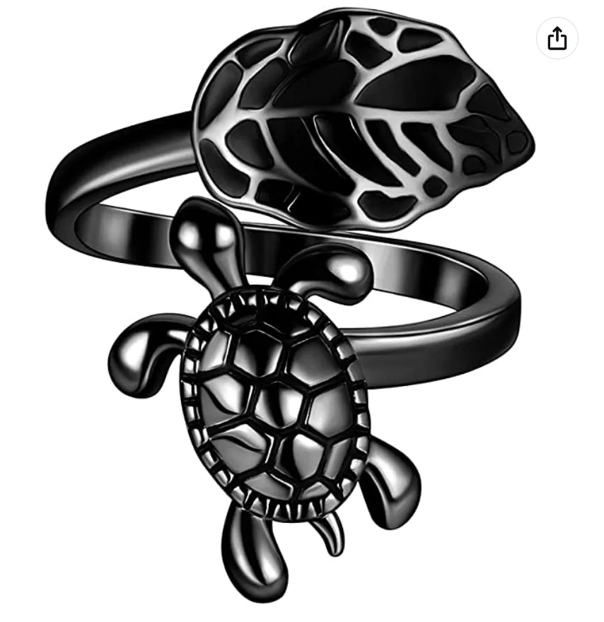 Turtle Ring Sea Turtle Jewelry Hawaiian Leaf Gift Gold Steel Stainless Steel Adjustable Ring