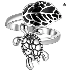 Turtle Ring Sea Turtle Jewelry Hawaiian Leaf Gift Gold Steel Stainless Steel Adjustable Ring