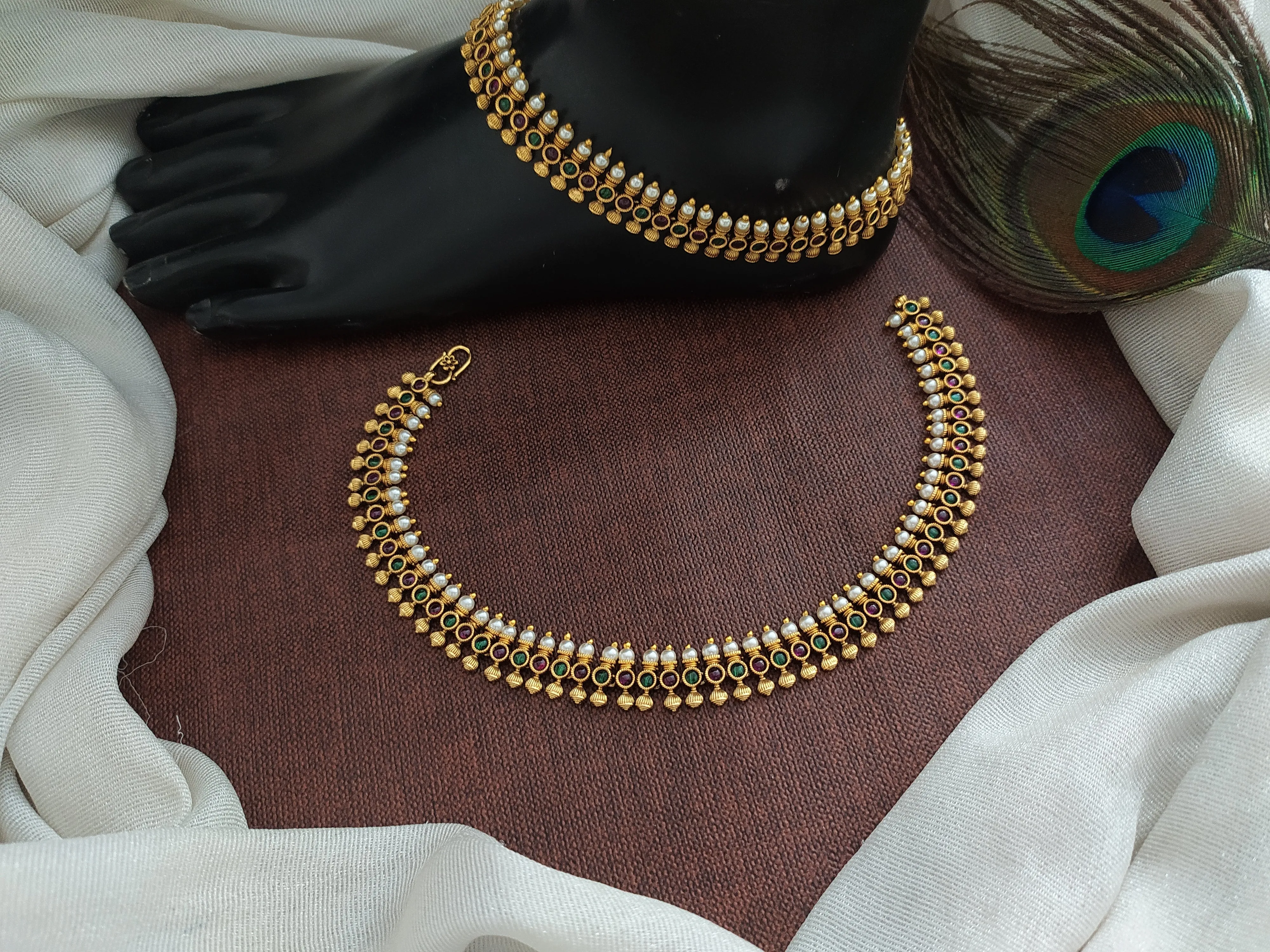 Unveiling Legacy of Antique Anklets with Exquisite Designs (Kemp & Green/Ruby Accents)