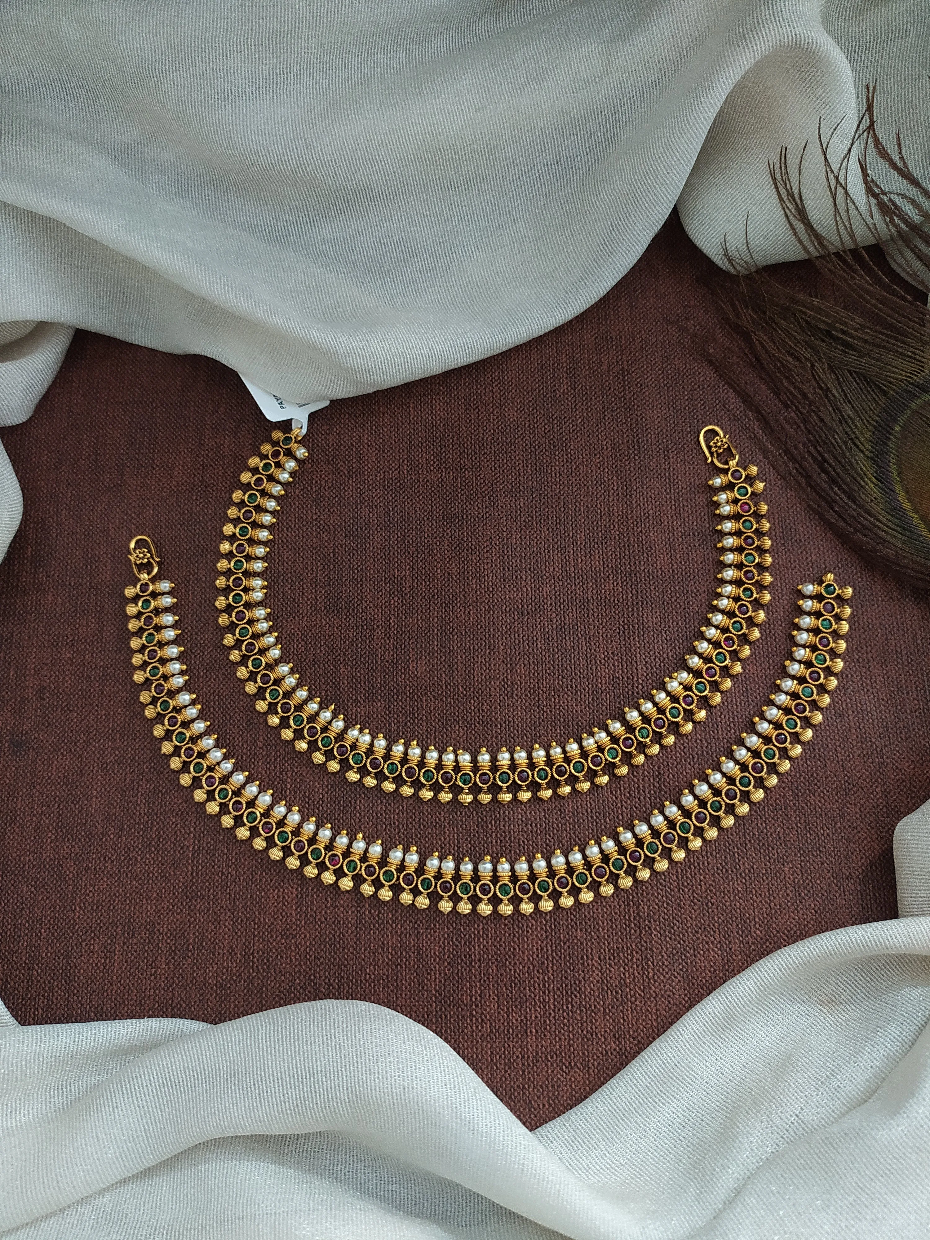 Unveiling Legacy of Antique Anklets with Exquisite Designs (Kemp & Green/Ruby Accents)