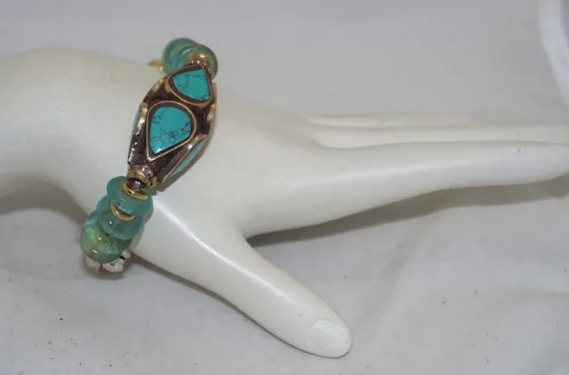 Vanessa Mooney Ocean Rain Turquoise Bracelet with African Glass Beads