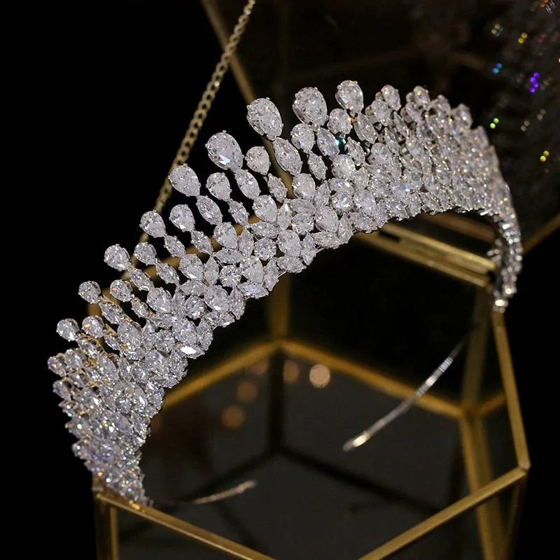 Water Drop Cubic Zirconia Pageant/Wedding Crown Tiara Headband