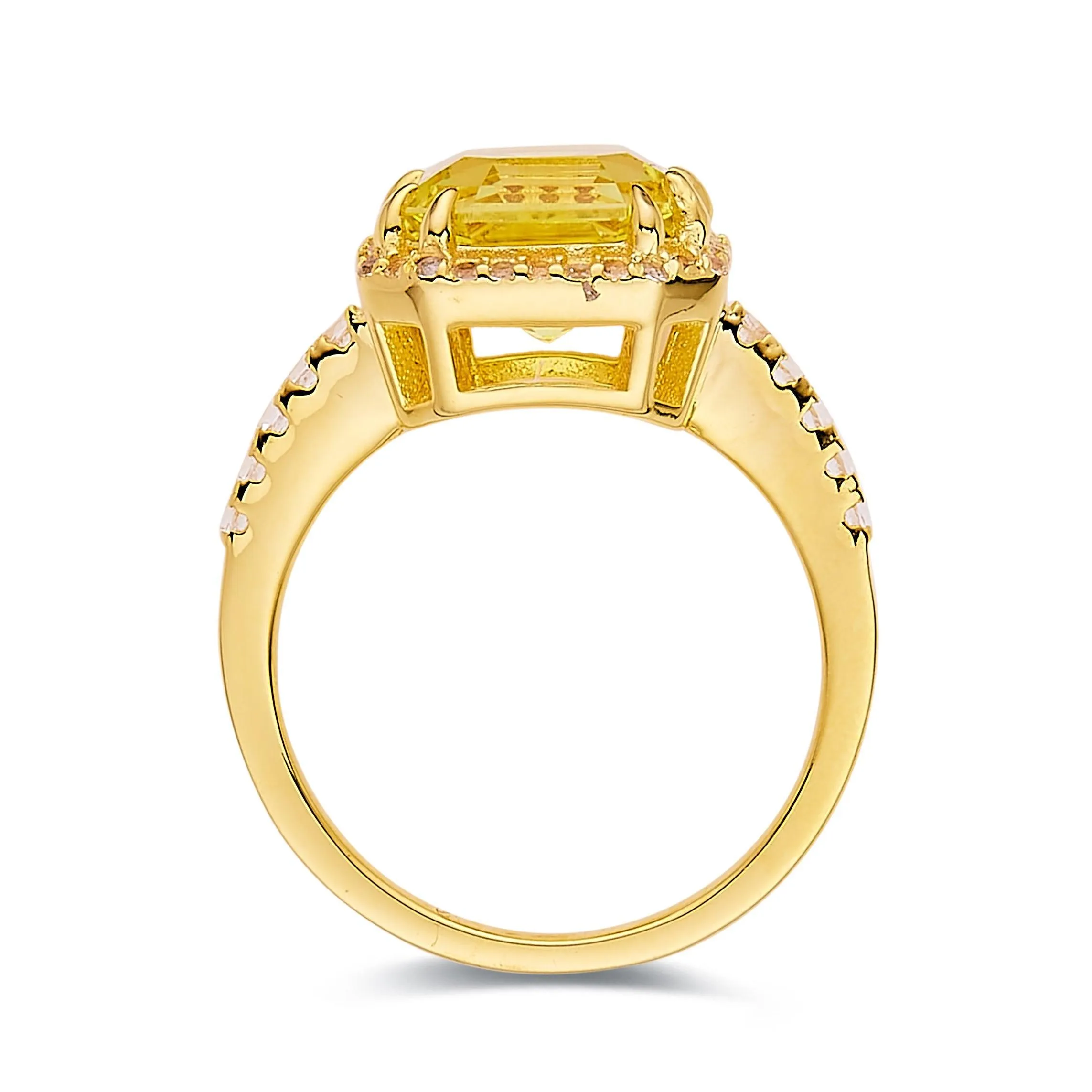 Yellow Sapphire Asscher Cut Halo Ring